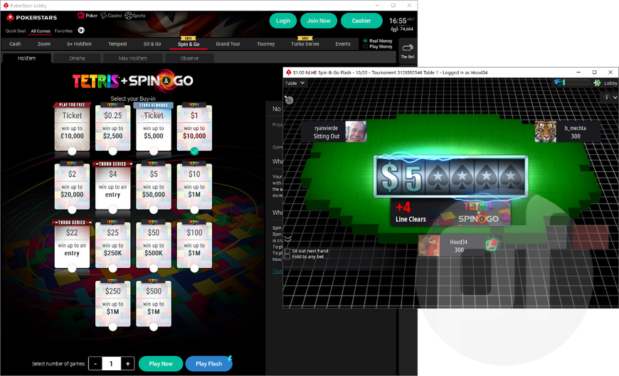 PokerStars Tetris + Spin & Go: Huge New Leaderboard Promotion Launches on Dot-Com Market