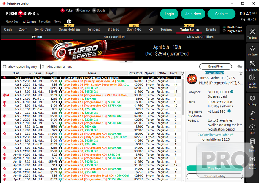 PokerStars Schedules $25 Million Turbo Series, Extends High Rollers, Takes Live BSOP Online