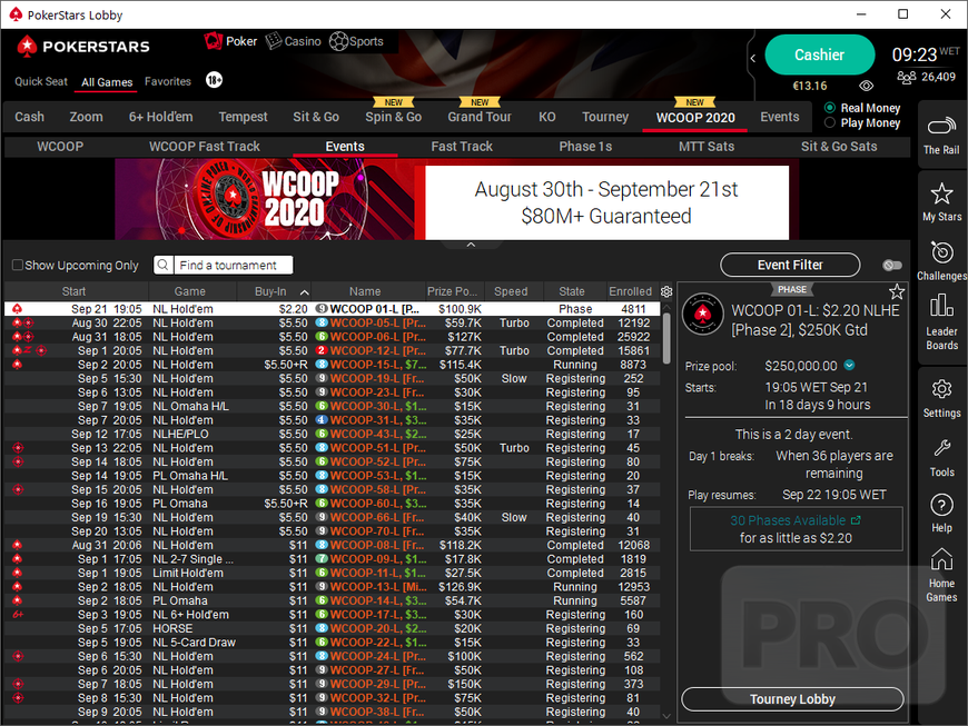 WCOOP 2020 Gets Underway: Big Turnouts, Early Overlays--and an Accidental $500,000 Ticket Drop