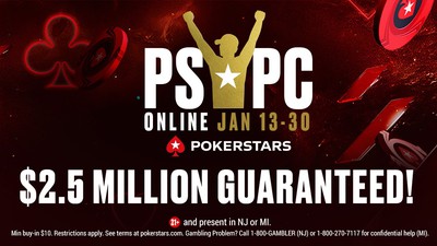 Promo Image for PokerStars' PSPC Online Series -- the first-ever online poker tournament series featuring a combined pool of NJ & MI players. PokerStars' Inaugural Shared Liquidity Series' Epic Opening Weekend