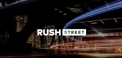 Rush Street Logo overlaid on top of an image of a city at night with blurred lights of cars driving by. Rush Street CEO Hints at US Run it Once Poker Plans for 2023
