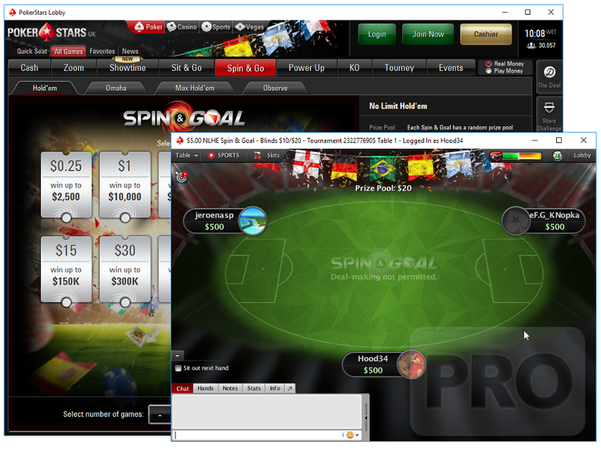 PokerStars Launches Promotional $1 Million "Spin & Goal" Tournaments