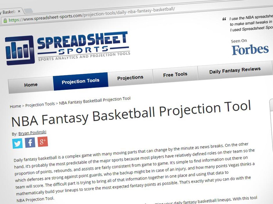 DFS Tool of the Week: Spreadsheet Sports, The NBA Edition