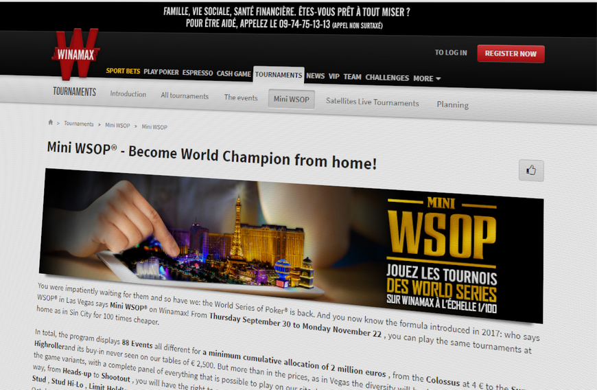 Winamax's Official Miniature Online WSOP Series Returns alongside Live Festival