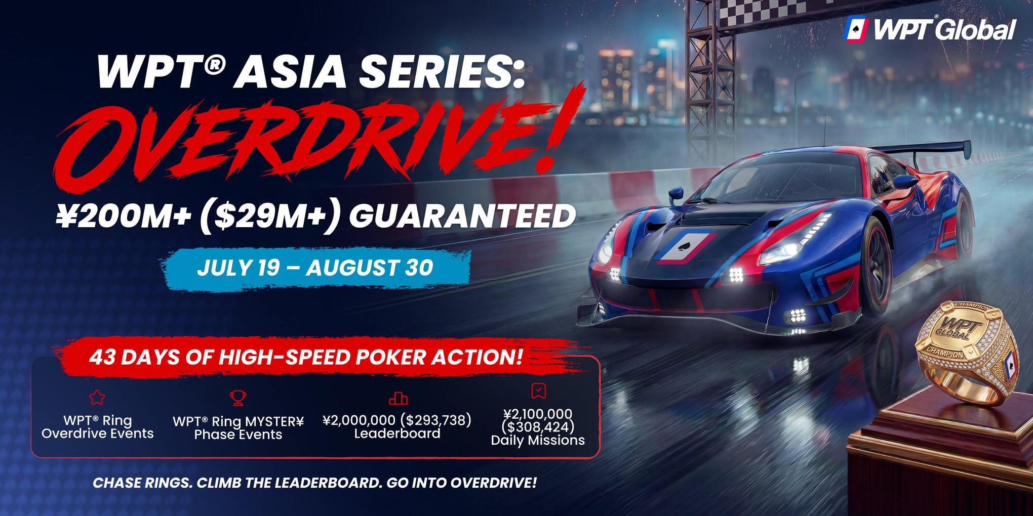 WPT Global Takes the WPT Asia Series into Overdrive from Jul 19 - Aug 30