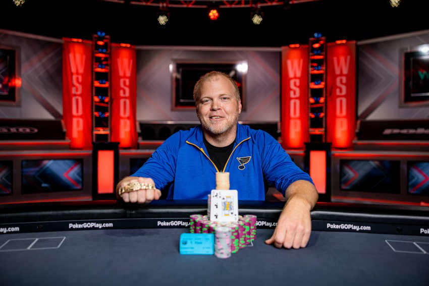 A victorious poker player with a WSOP bracelet. 2023 WSOP Gladiators of Poker Winner Turns $300 into $500k