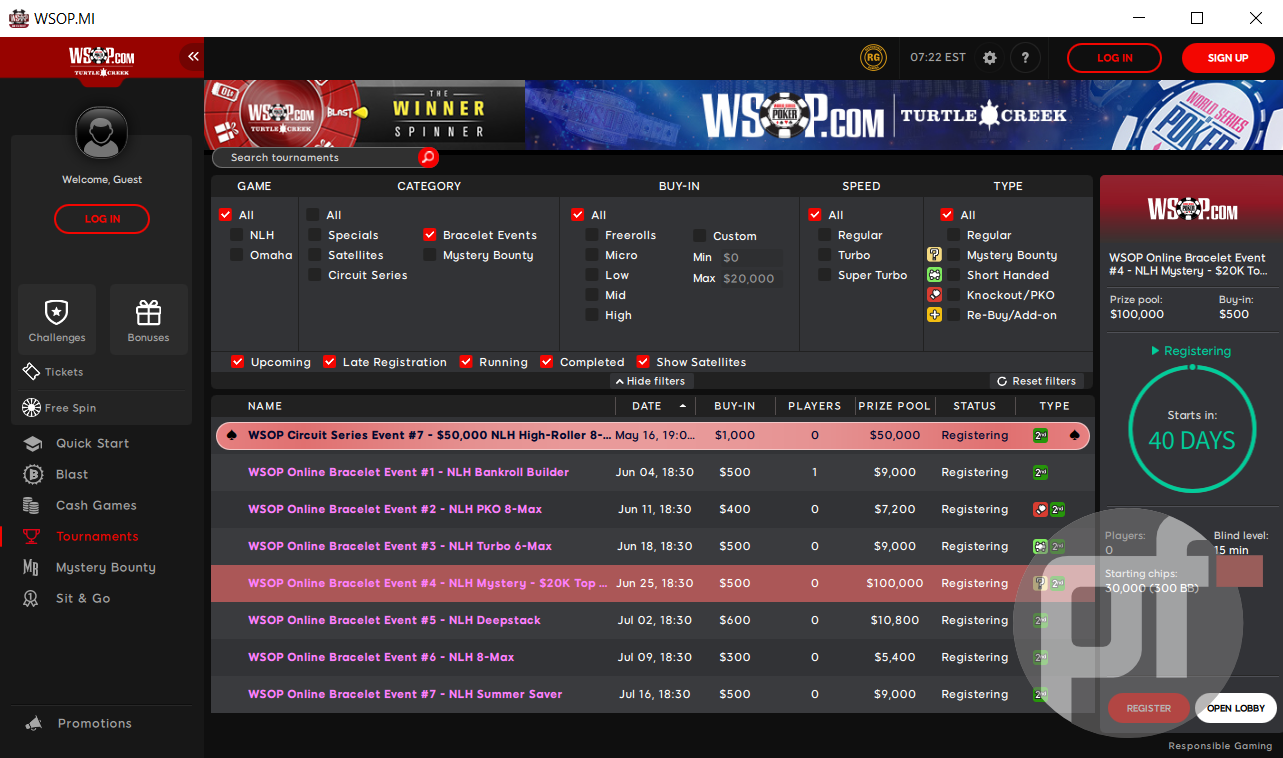 WSOP Reveals Mystery Bounty Online Bracelet Event in Michigan