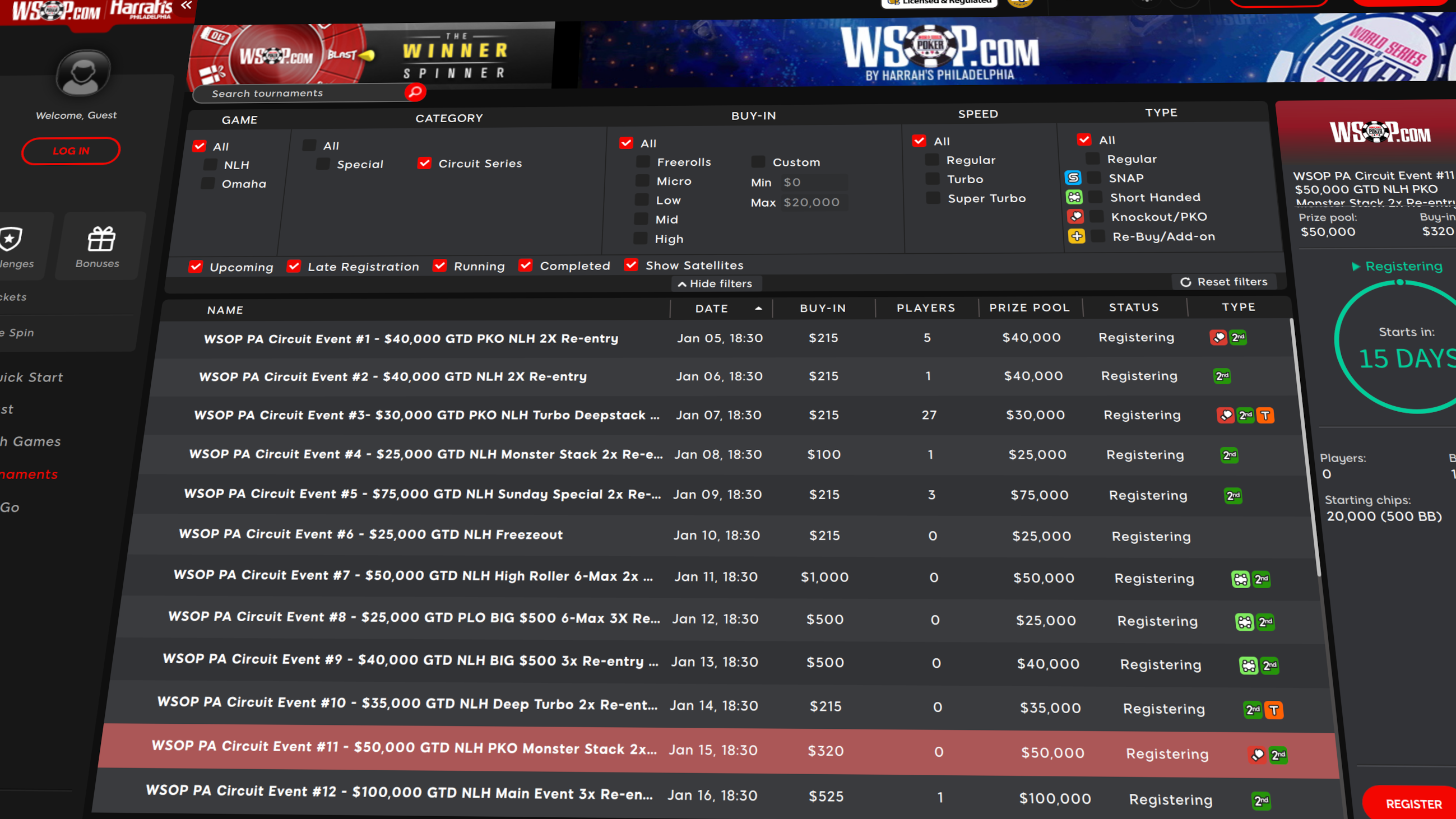 WSOP PA Kicks Off The New Year with 500k Online Circuit Series Pokerfuse