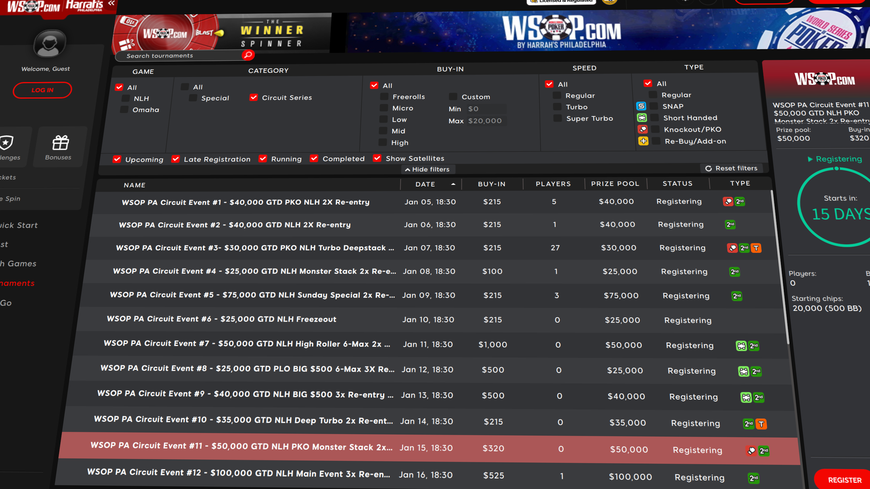 WSOP PA Kicks Off The New Year with $500k Online Circuit Series