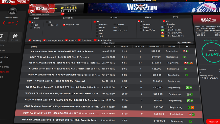 WSOP PA Kicks Off The New Year with $500k Online Circuit Series | Pokerfuse